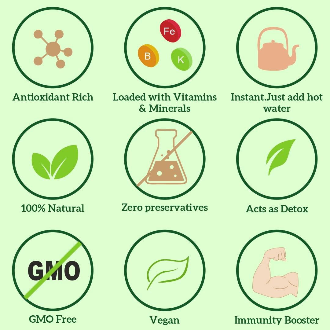 PLANTER'S CHOICE Planter's Choice 200GMS Instant & immunity Boosting Tulsi Turmeric Green Tea - Infused with Organic Jaggery Granules,Tulsi & Turmeric - Detoxifying & Antioxidant Rich -100% Natural - Zero Preservative