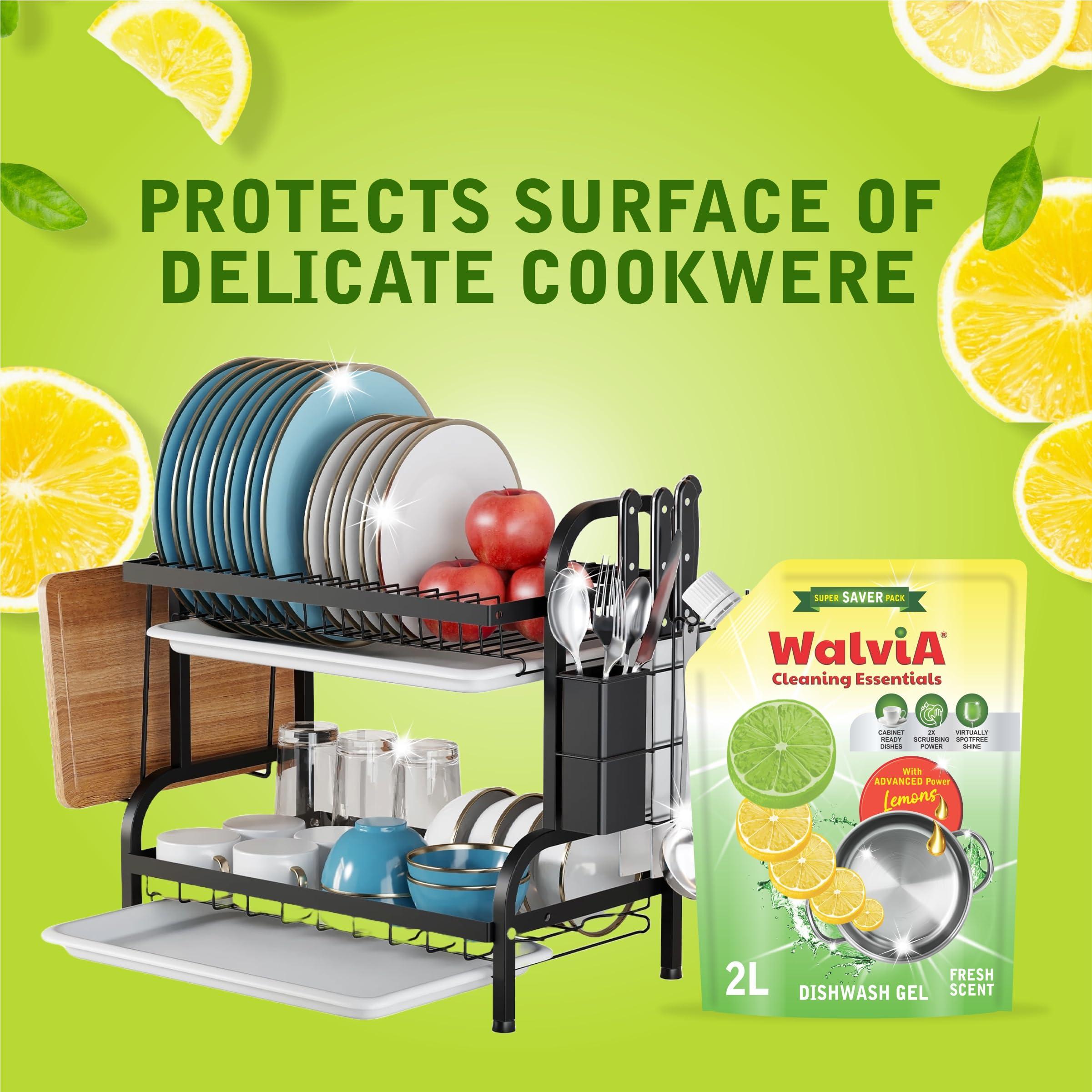 walvia Walvia Dishwash Liquid Gel with Advance Power | Dishwasher Liquid Detergent for a Deep Clean | Tackle Stubborn Grime | Powerful Cleaning Solution for All Utensils - 2L Refill Pack (2 liter)