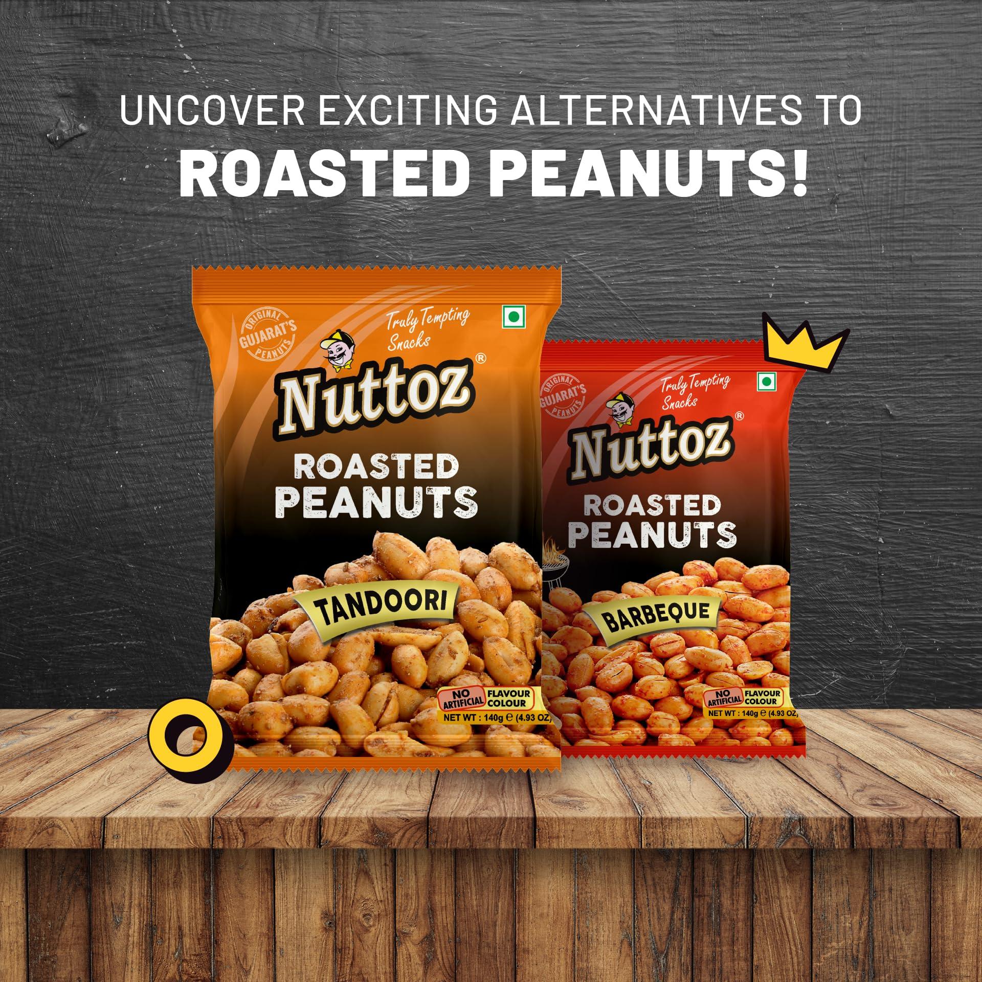 Nuttoz Nuttoz Masala Peanuts Roasted - Spicy Roasted Peanuts (Mungfali) - NonFried Healthy Ready to eat Snacks & Namkeen (pack of 2 x 140 Gm)