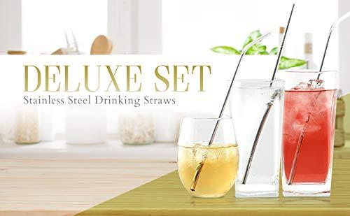 SIPWELL SipWell 8 Piece Set Extra Long Stainless Steel Drinking Straws - Extra Long Metal Drinking Staw w/Cleaning Brush - Perfect for Tumblers/Rumblers/Cups/Mugs, Easy Clean - Any Kind of Beverage