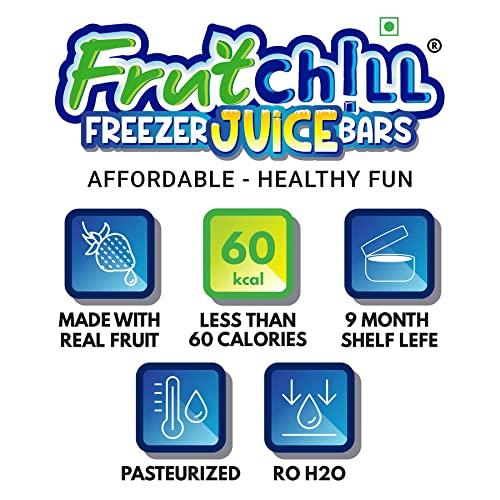 Fruitchill Fruitchill Freezer Juice bars | Lush Paradise variant | Orange | Grape | Mango | Strawberry | Box of 20 | Healthy and Fun | less than 60 calories | count 20 per box | pack of 1