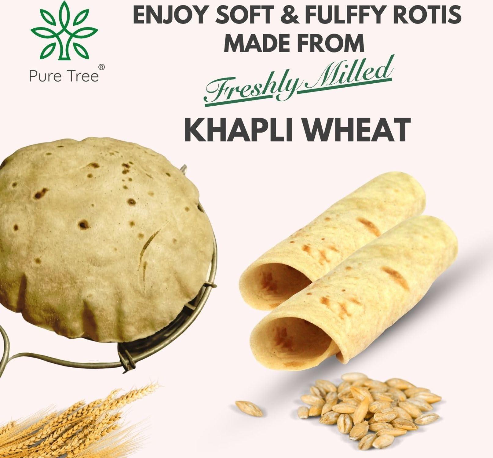 Pure Tree Pure Tree Certified Organic Freshly Milled Wheat Flour (Khapli Aata) | 1900 g | Emmer Wheat Flour | Organic Aata | Khapli Wheat Flour | Gehu ka Aata Rich In Fiber | Low Gluten