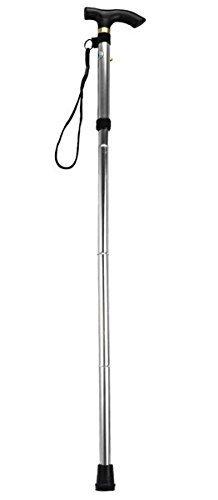 IKTU Iktu Automatic Magnetic Snap-Out Folding Crutch Walking Cane Folding Stick with Adjustable Length (33-37 Inch) (Silver)
