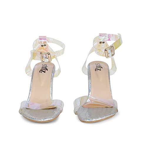 STYLZREPUBLIC STYLZREPUBLIC Rainbow Clear Ankle Strap Chunky Heel