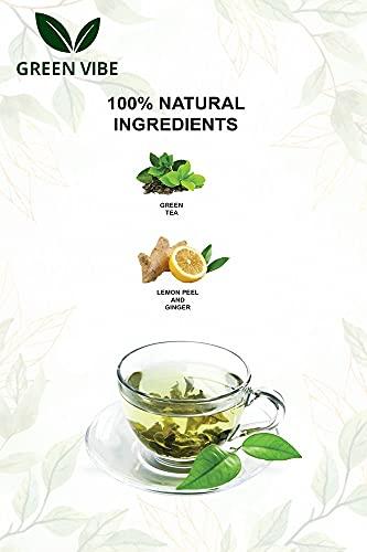 Green Vibe Green Vibe® lemon ginger premium natural dip green tea- lemon peel and ginger antioxidant stress relieving & refreshing immunity boosting - 30 pyramid tea bags [30 cups