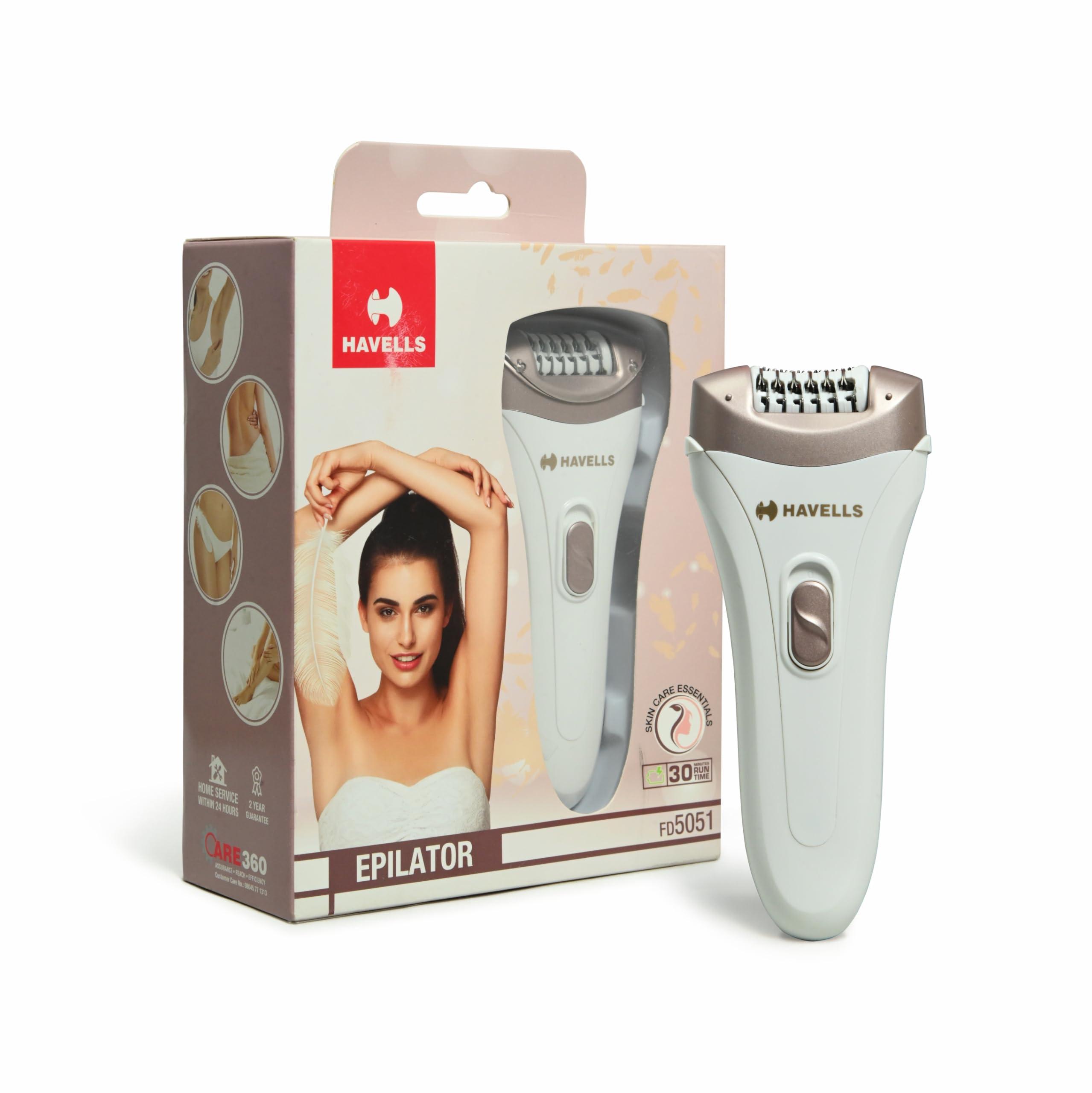 Havells Havells FD5051 Epilator, Hair Removal for Women, Wet & Dry, Cordless, Rechargeable (White)