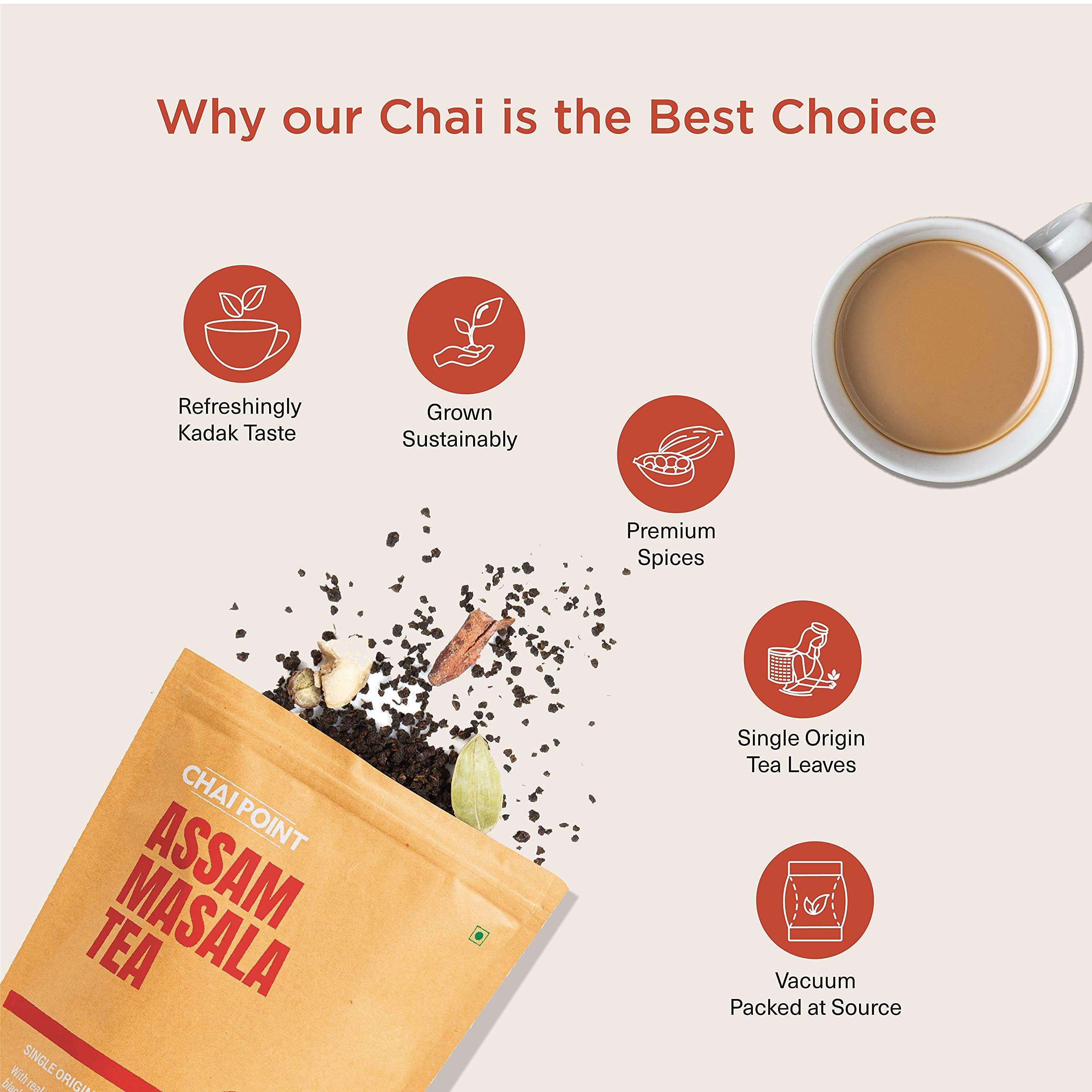 CHAI POINT CHAI POINT Assam Masala Tea 200G | 100% Natural Spices | Single Origin Tea | Premium Masala Tea | Premix Tea | Chai Patti | Masala Chai | Assam Tea Powder