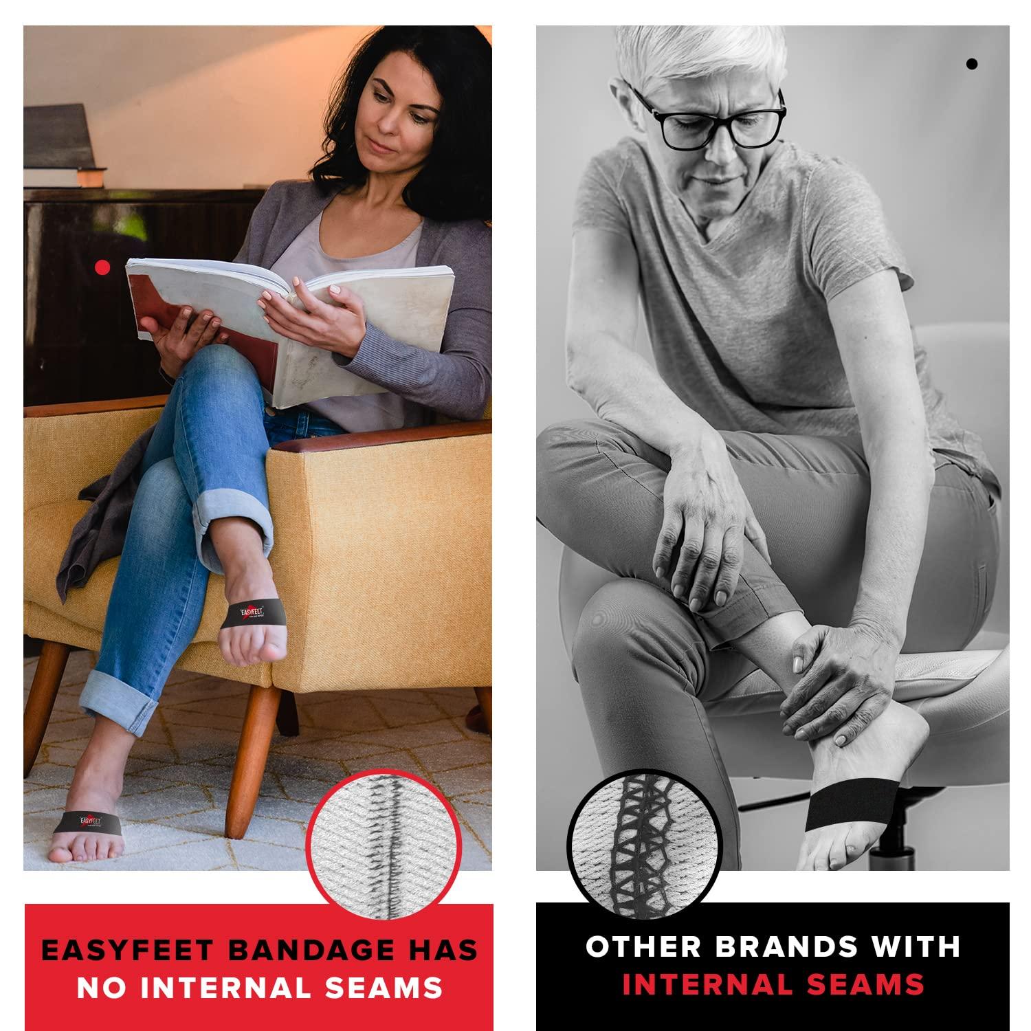 EASYFEET {New 2022} Arch Support Bands 2pcs Pack - Unisex Orthotic Health Compression for Foot Care Heel Spurs Foot Pain Relief Flat & Fallen Arches High Arch Flat Feet - Braces/Sleeves in 2 Sizes