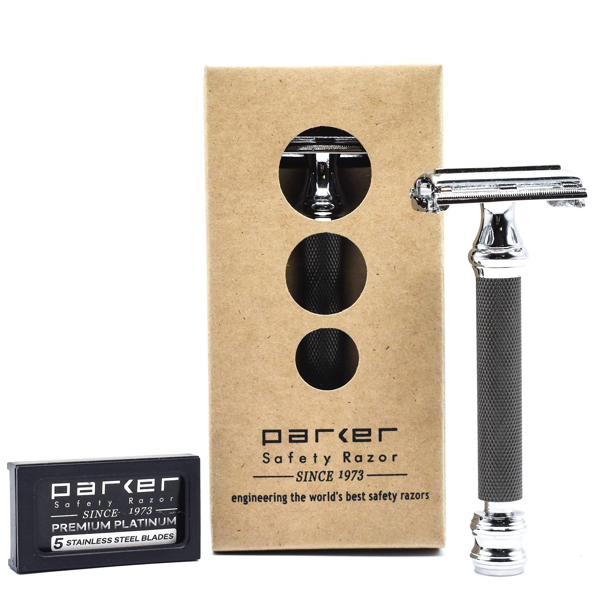 PARKER Safety Razor Parker 76R Butterfly Open Double Edge Safety Razor - 5 Parker Premium Blades