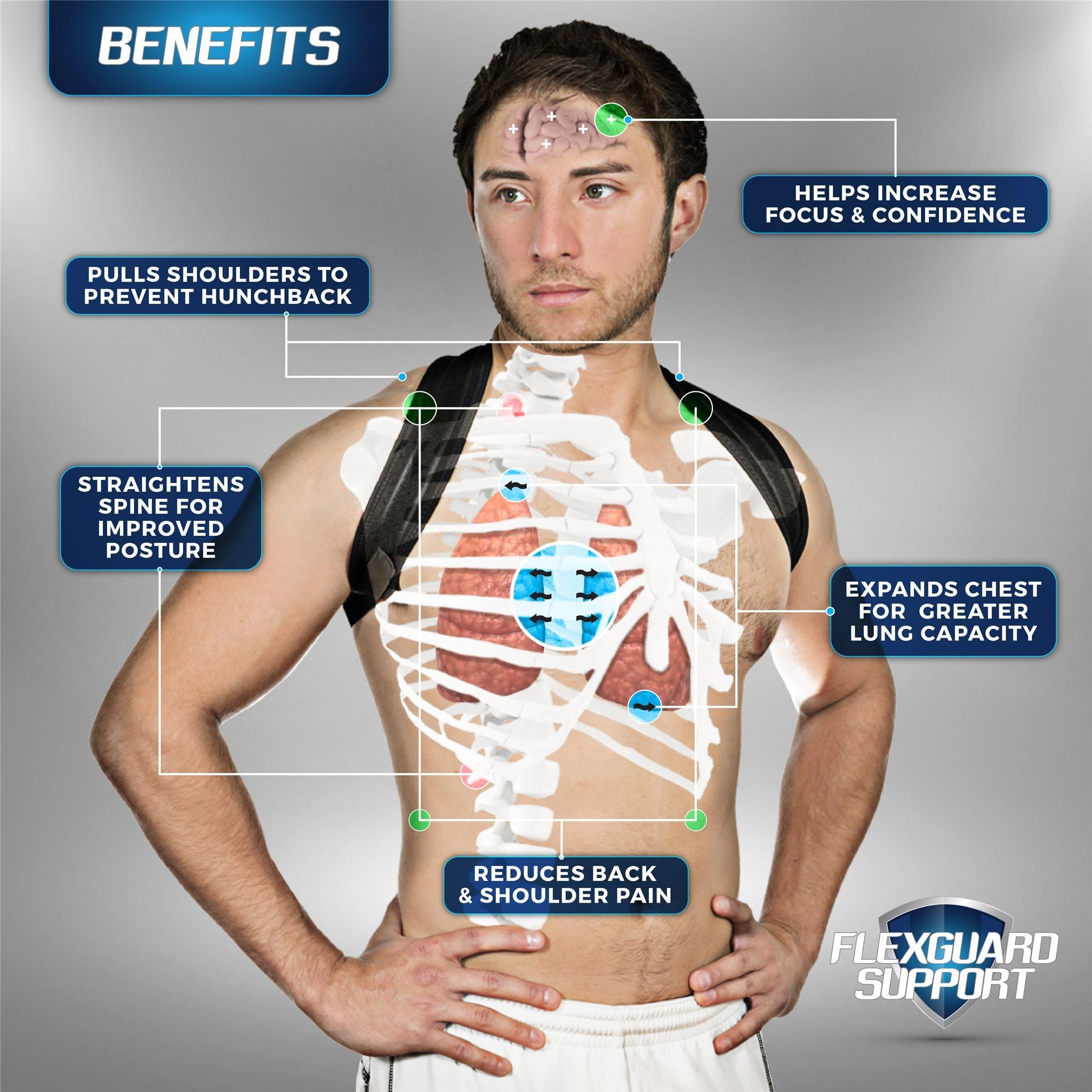 FlexGuard Support Posture Corrector for Women and Men - Best Fully Adjustable Upper Back Brace Trainer - Improves Slouching and Hunched Shoulders - for Maximum Support (Extra Large)