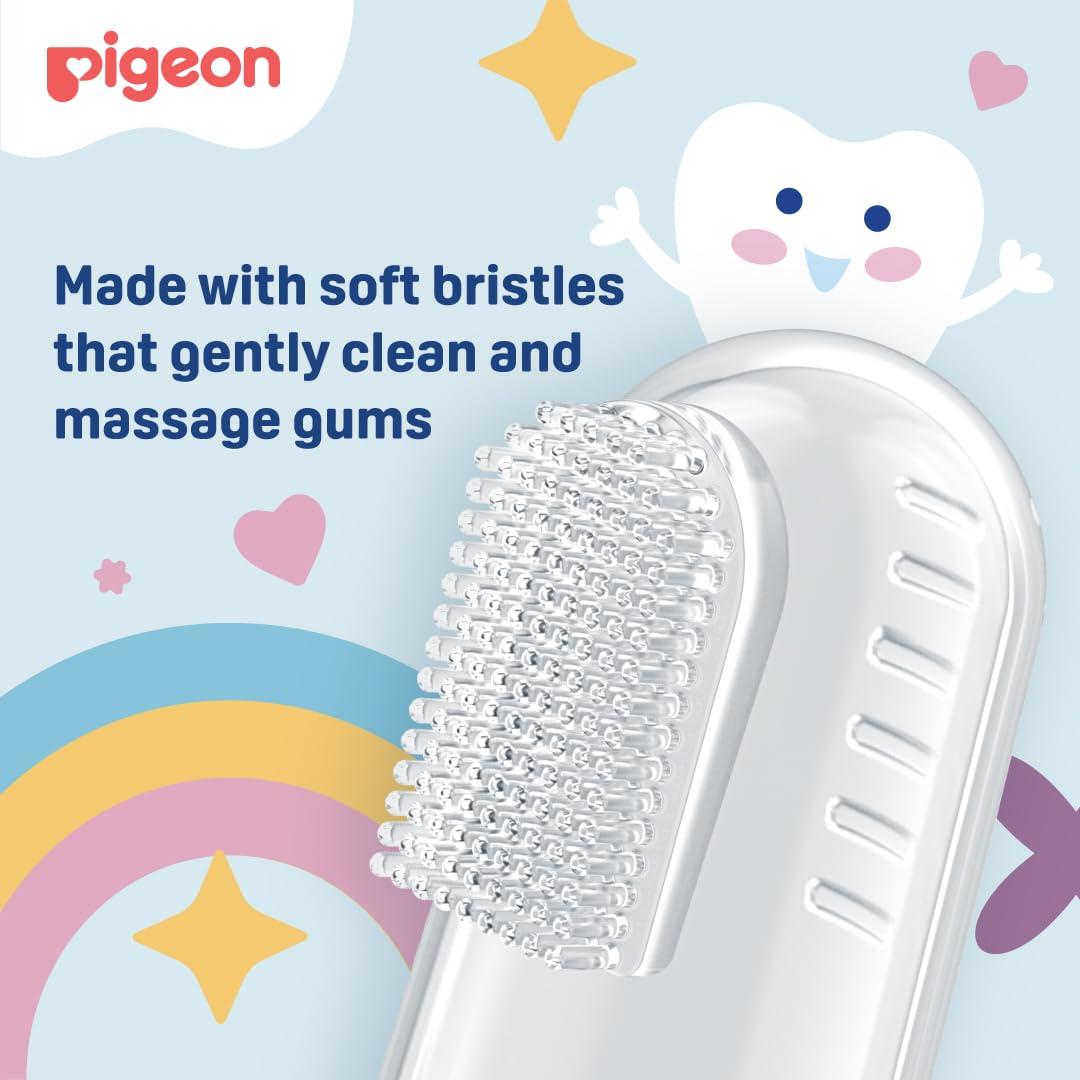 Pigeon PIGEON BABY SILICONE FINGER TOOTHBRUSH FOR 3+ MONTHS BPA FREE WITH 0-4 MILK TEETH
