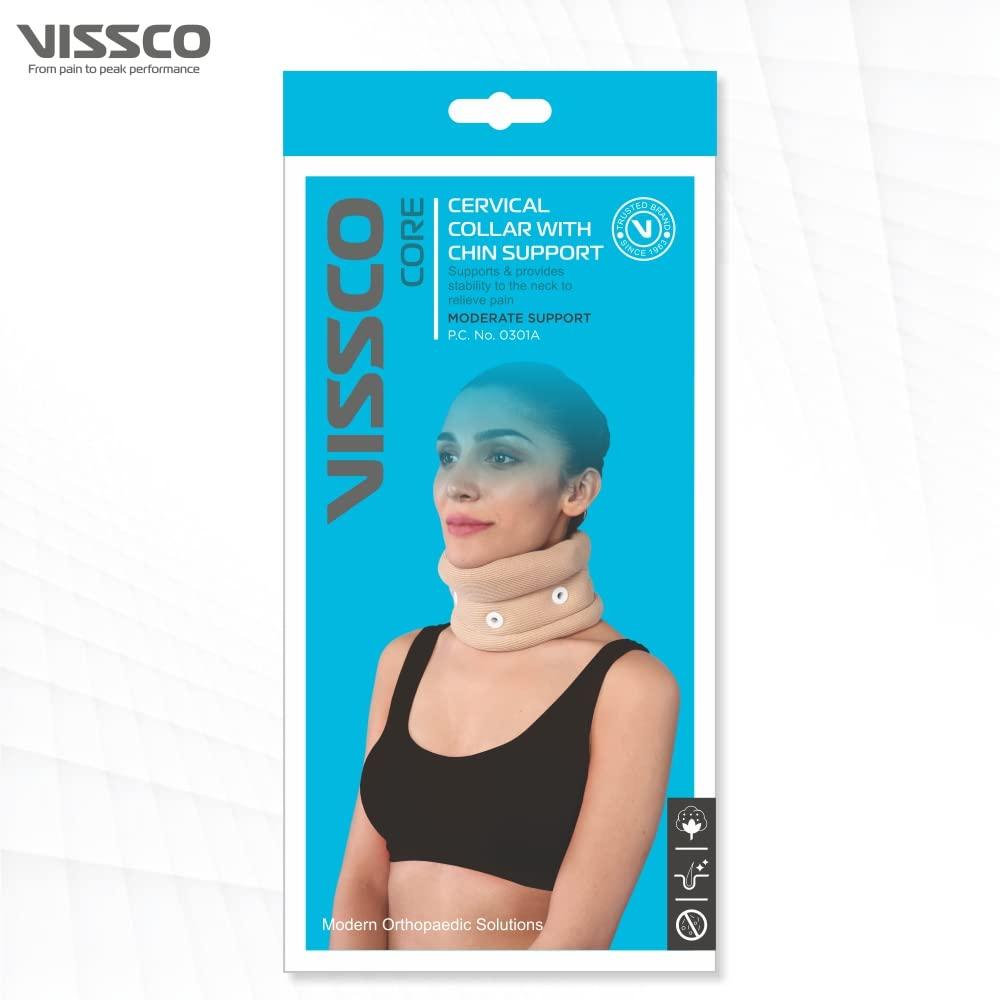 Vissco Vissco Cervical Collar With Chin Support, Neck Support for Stability & Relieves From Neck Pain, Excessive strain on the neck muscles - Small (Beige)