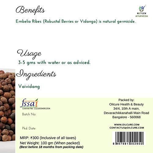 NXTGEN AYURVEDA Nxtgen Ayurveda Vai Vidang | 100g | Embelia Ribes | Baividang