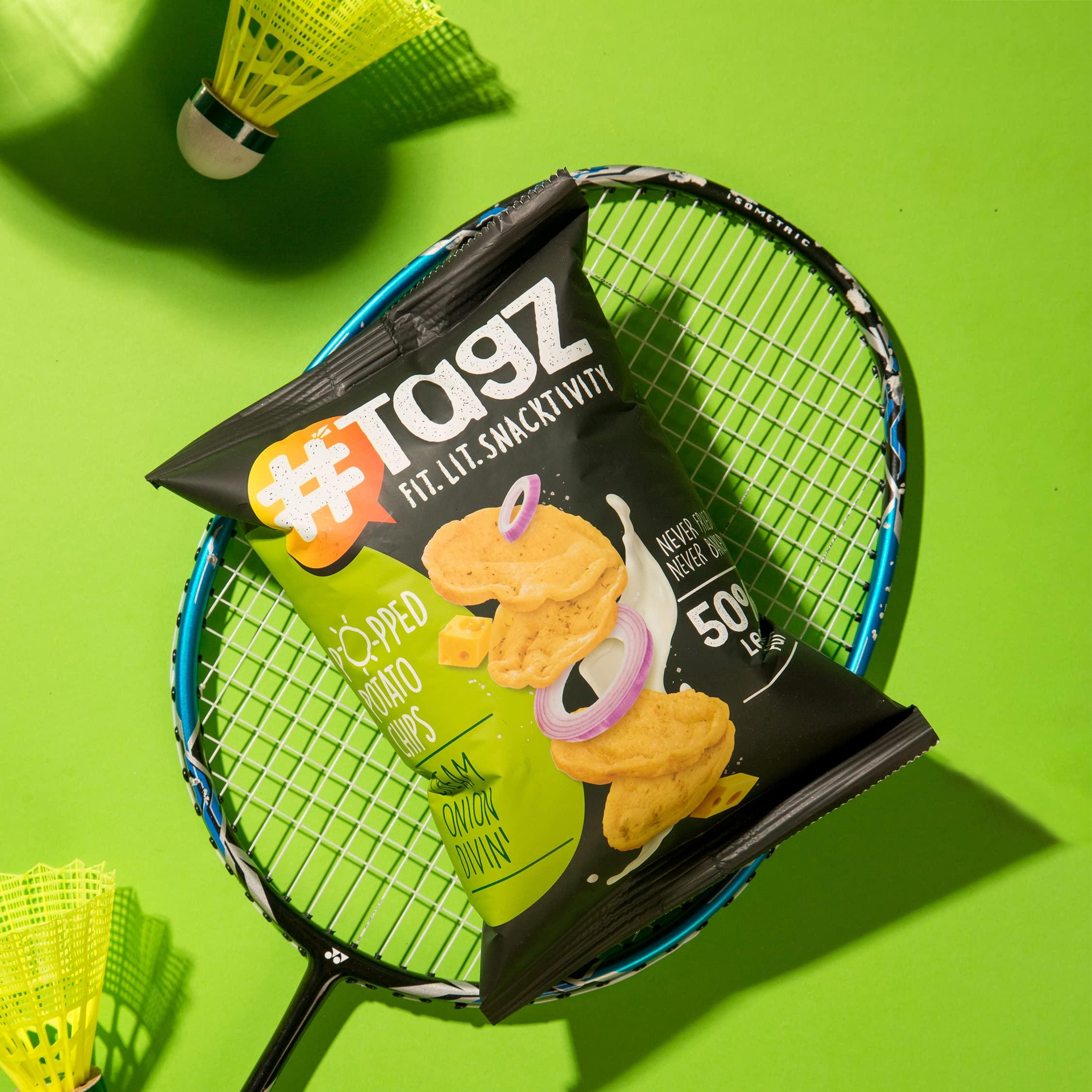 TagZ TAGZ Popped Potato Chips | Not Fried, Not Baked | No Cholesterol | Healthy Snack Pack of 5 Pouches + 1 Harissa Dip