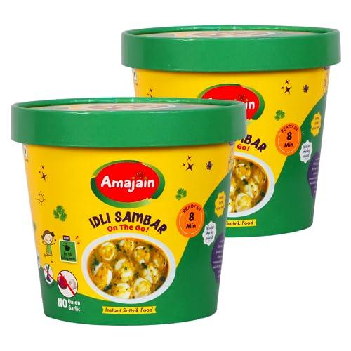 AMAJAIN Amajain Instant Sattvik Healthy Idli Sambar, Ready-to-Eat, No Added Preservatives, No Added Flavours, Jain-Friendly, 90g (Pack of 2)