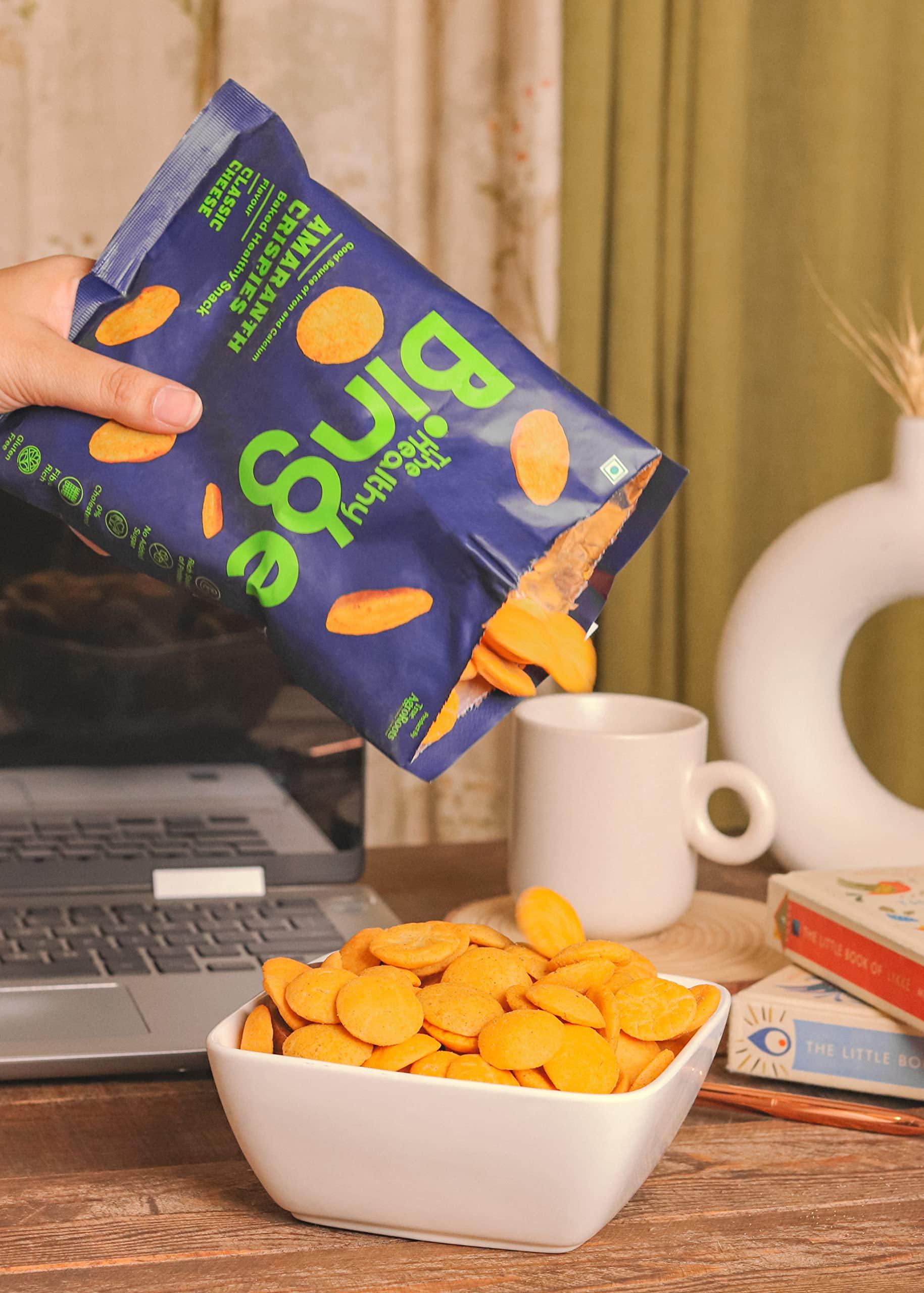 The Healthy Binge Kids-Friendly Combo Pack| Classic Cheese & Salted Caramel Chips| Baked not Fried | As seen on Shark Tank India| Healthy Snacks| 0% cholesterol High Protein & Fiber | No MSG|| Pack of 24