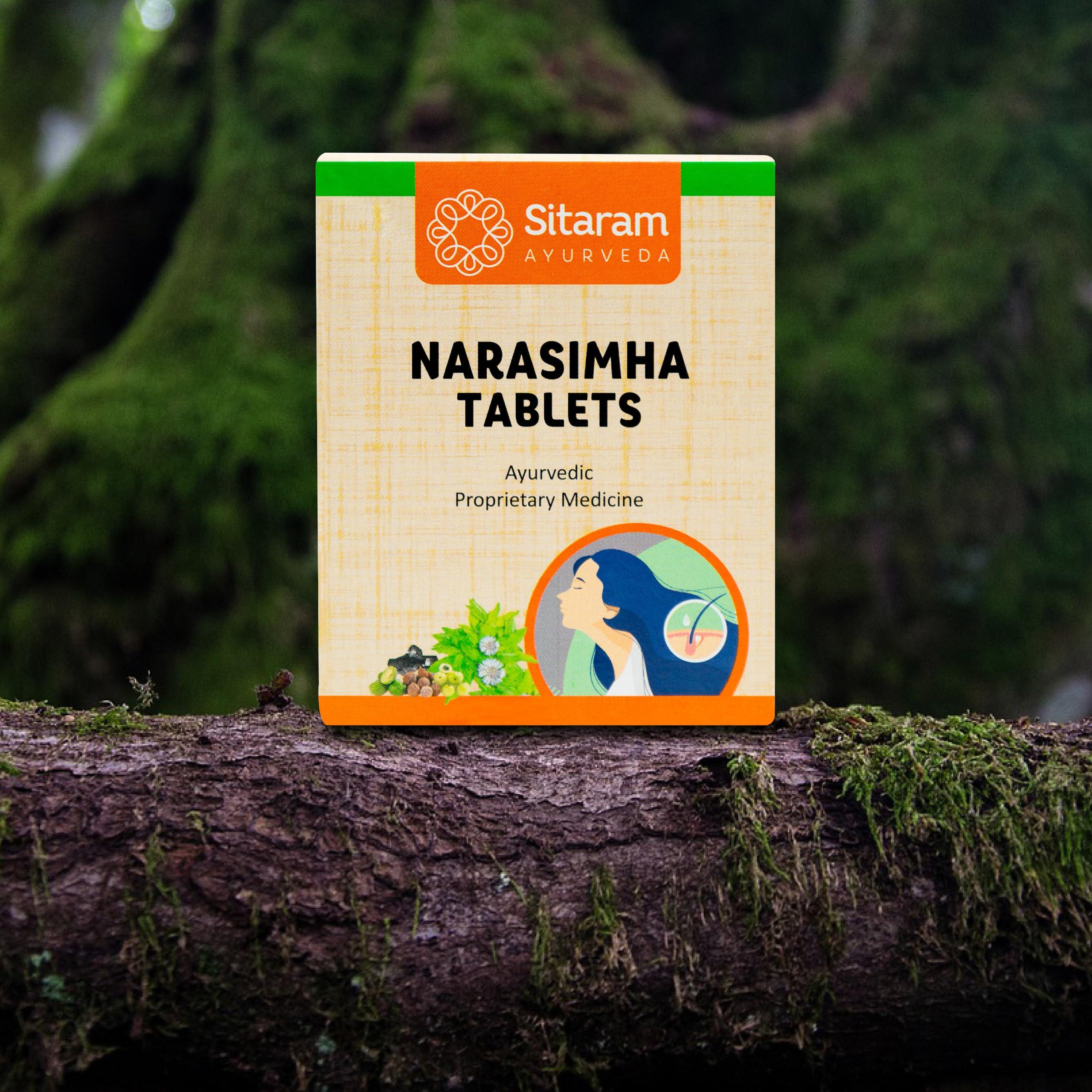SITARAM Sitaram Ayurveda Narasimham Tablet 60 Nos | Sitaram Narasimha Tablets For Healthy Hair & Skin | Inspired by Narasimha Rasayanam