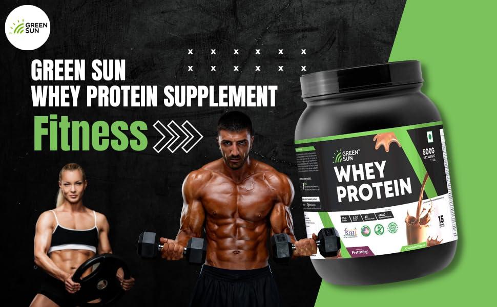 Green Sun Green Sun 100% Whey Protein Powder 1Kg (Chocolate Flavor) | Imported Whey | Gold Standard | Added Digestive Enzymes | Enriched with BCAA | Healthy | Diet Friendly | Pack of 1 Without Shaker
