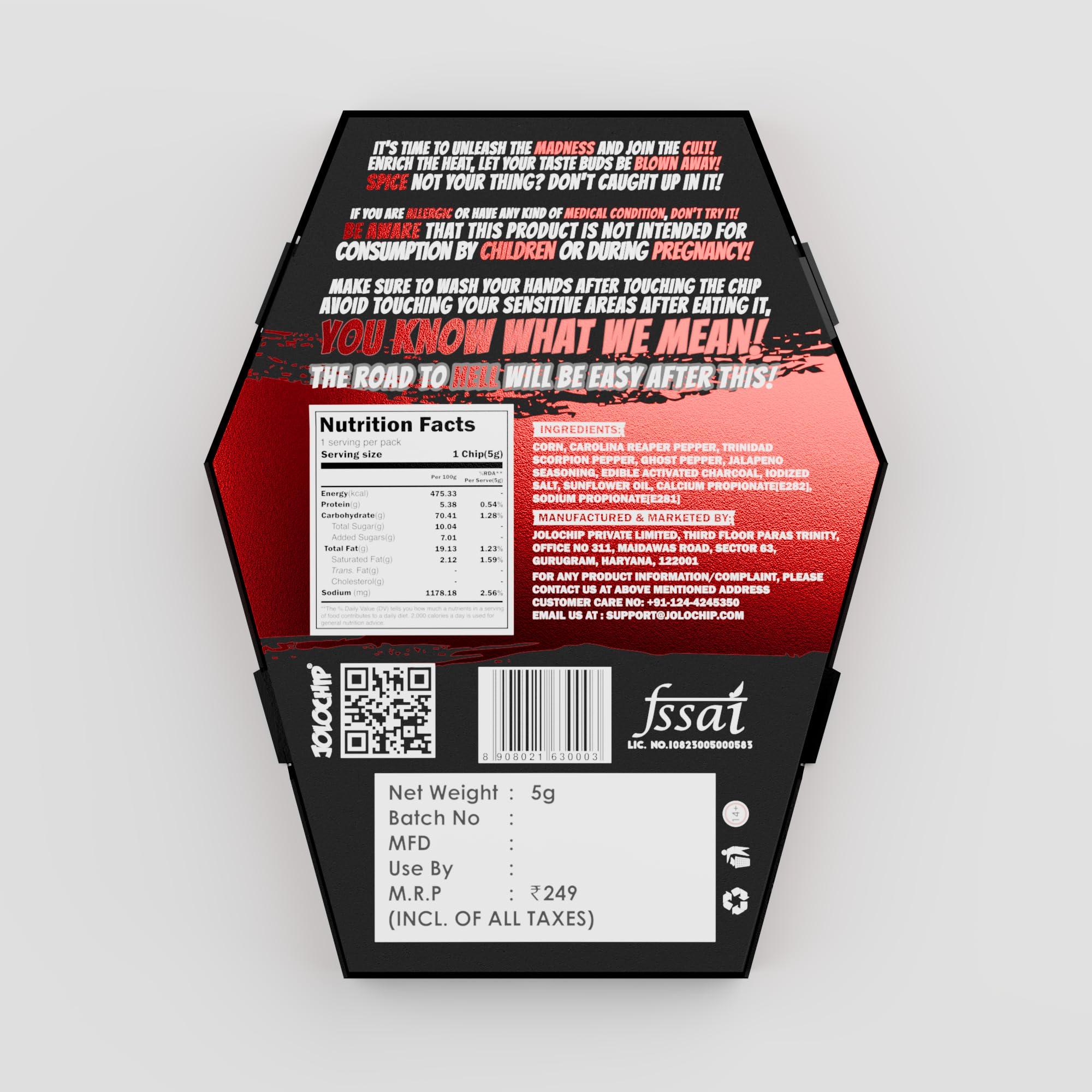 JOLOCHIP Jolochip Last-Chip-Challenge (Pack of 4) | Extreme Spicy Tortilla Chip | Hottest Chip in the World | Ultimate Hot Snack | 5gram * 4