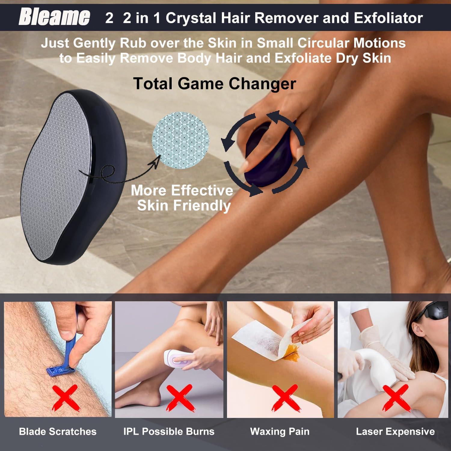 Bleame Bleame Crystal Hair Eraser, Bleame Crystal Hair Remover, for Men & Women Arms Legs Back, Fast & Easy Exfoliate, Soft Smooth Silky Skin, Apply To Any Part Of The Body (Purple) (Black)