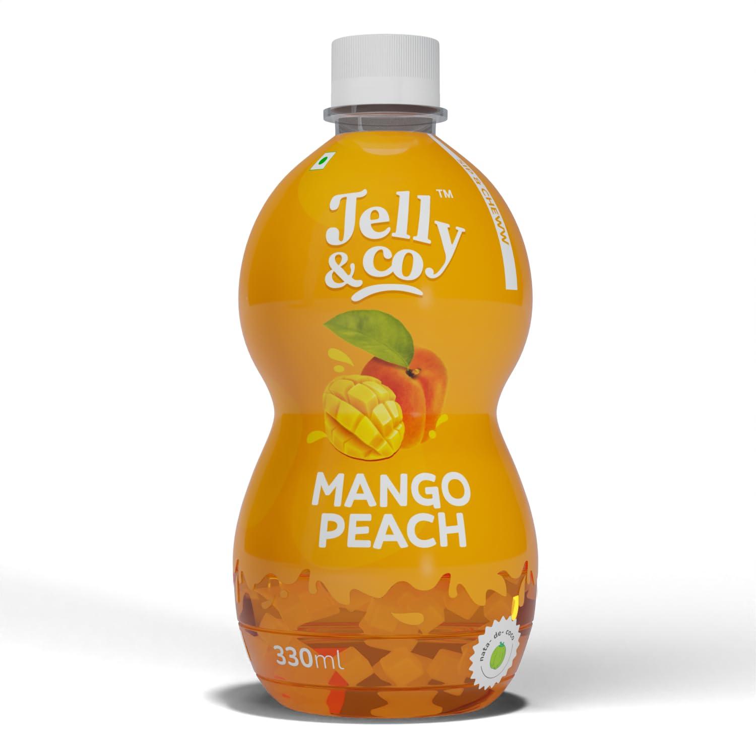 Jelly & Co Jelly & Co Combo of Mango & Peach Fruit Juice - 330 ml Each - Pack of 12 | Rich in Vitamin C | No Added Preservatives, No Artificial Colors & Flavours | Goodness of Best fruits | Daily Dose of Fruit Nutrition | Tasty, Refreshing & Energising Drink |