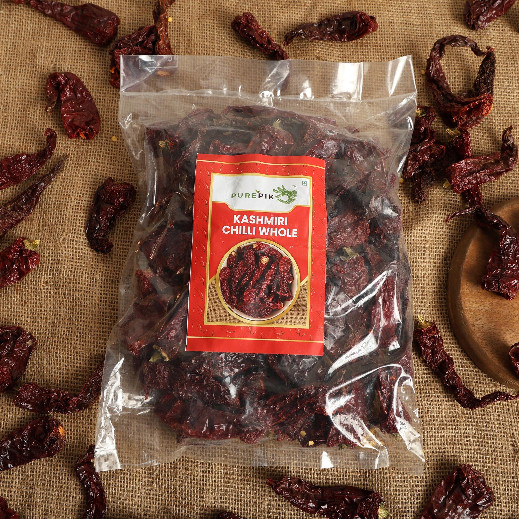 PURE PIK Pure Pik Kashmiri Red Chilli Whole Stemless (200 Gram Pack of 1)