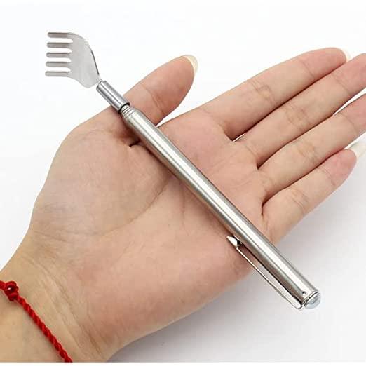 NavaFresh Basics Portable Telescopic Metal Back Scratchers/Hand Massager with Pocket Clip, Silver