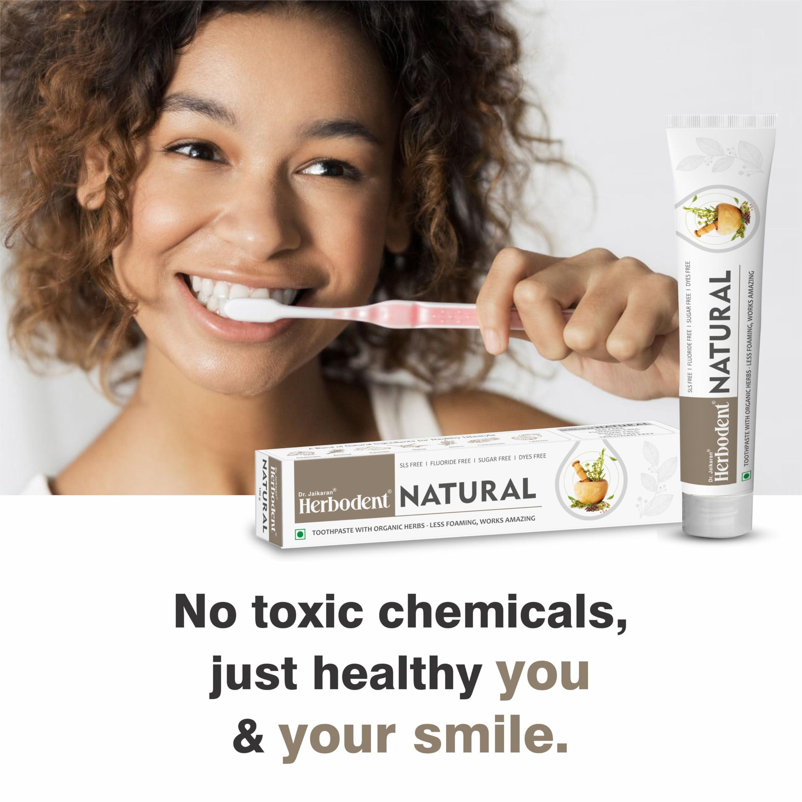 Herbodent Herbodent Natural Toothpaste - 100g Pack of 2 | Less Foaming, Works Amazing | SLS Free | Fluoride Free | Herbal Toothpaste with Neem, Clove & More Herbs