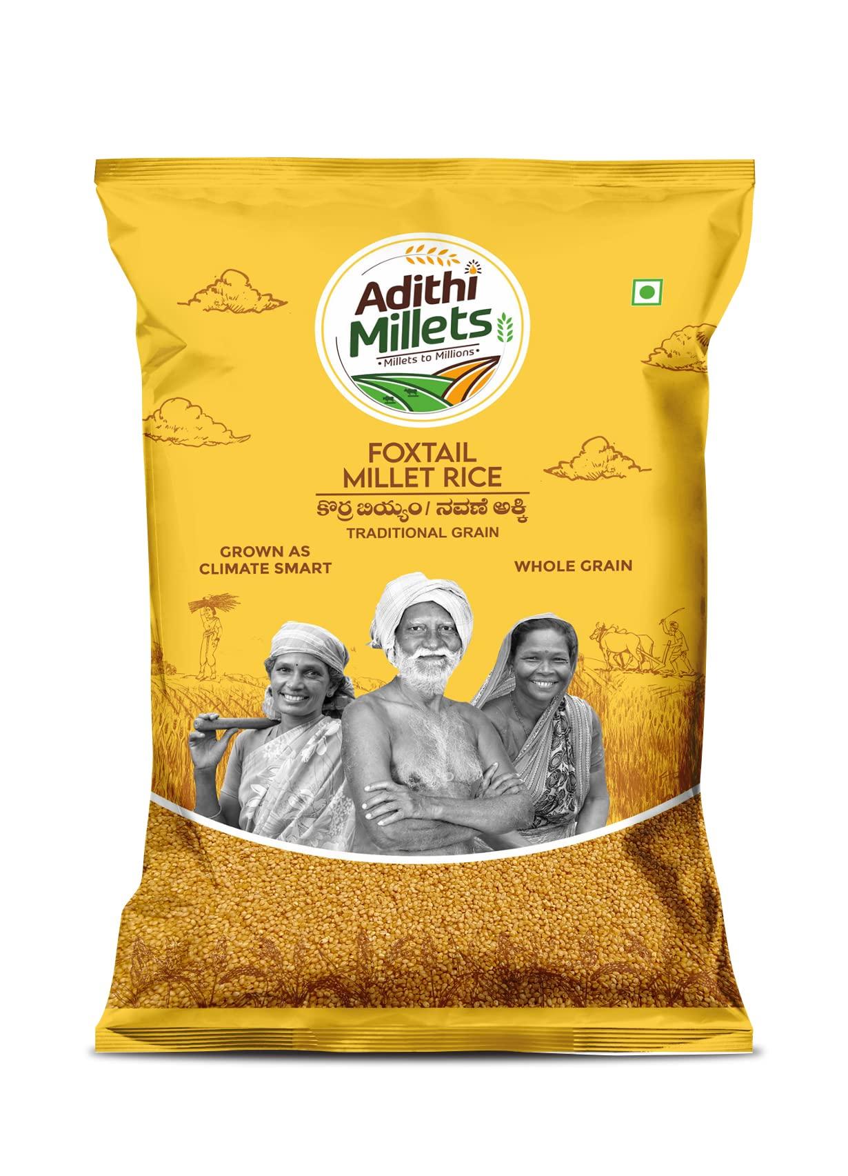 Adithi Millets Adithi Millets 1kg Kodo&Foxtail Millet 500gm 2packs whole grains organic Combo pack unpolished Siridhanya Millets Rice