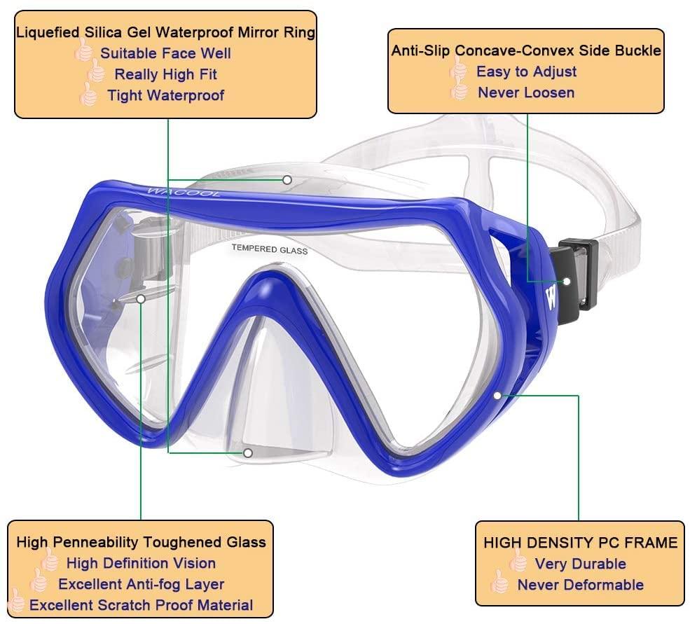 Arcanine Arcanine Snorkeling Set, Diving Snorkeling Diving Mask with Food Grade Silicone Mouthpiece, Snorkel Mask Tempered Glass Lens, Crystal Clear View and Adjustable Strap (HALF MASK)