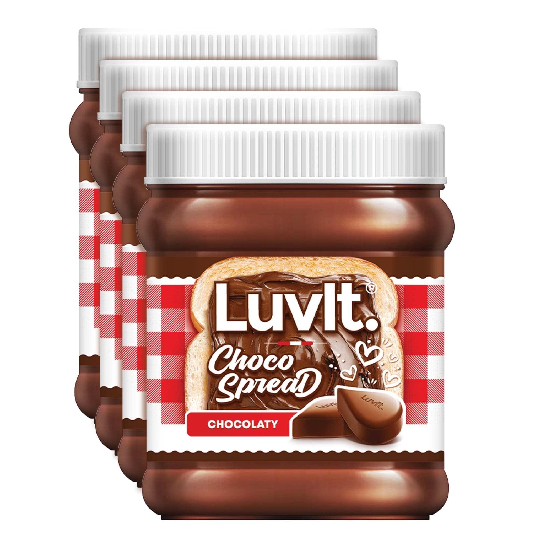 LuvIt. LuvIt. Choco Spread | Smooth & Delicious | Made with Cocoa | Best for Chocolate Bread, Cakes, Shakes, Dosa, Roti | Pack of 4-310g Each