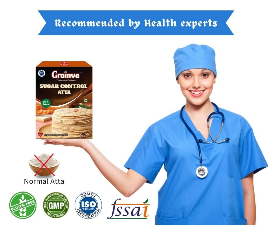 Grainva Grainva Sugar Free Attar or Flour 500gm Pack of 2 | Clinically certified Low GI| Helps Control Blood Sugar Levels Naturally | High Fiber | Diabetic Friendly | Multi Millet Mix | Multigrain Atta