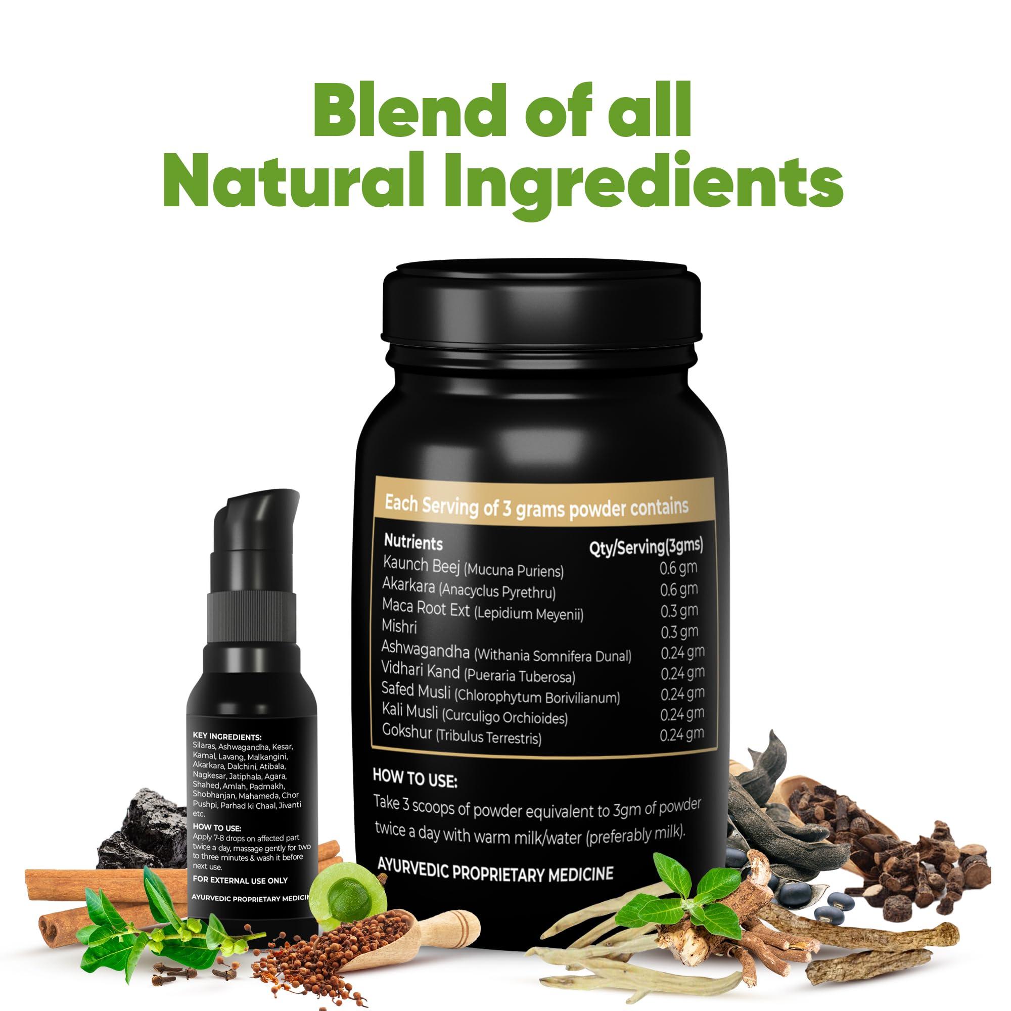 I-RED I-RED Ayamveda By Dr.Ajayita\'s - Combo | Massage Oil And Powder | Men Strength And Stamina (1 Month)