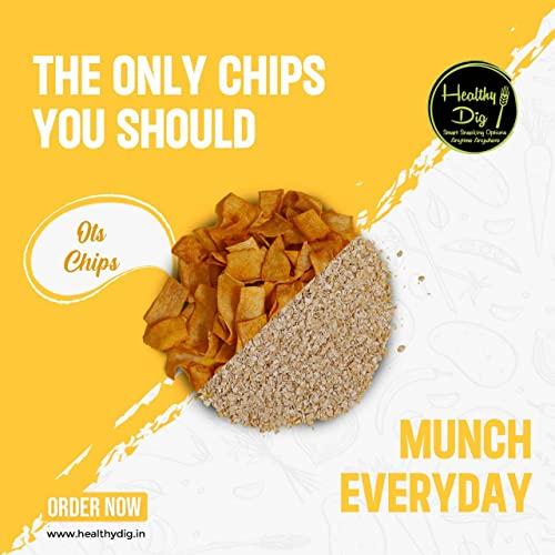 Healthy Dig Healthy Dig Oats Chips Combo Pack of 2 | 125 gm * 2 | Crunchy Healthy Snacks | All Natural Millets and Grains | No Added Preservatives, Artificial colors or chemicals | Plant Protein | No Added Sugar