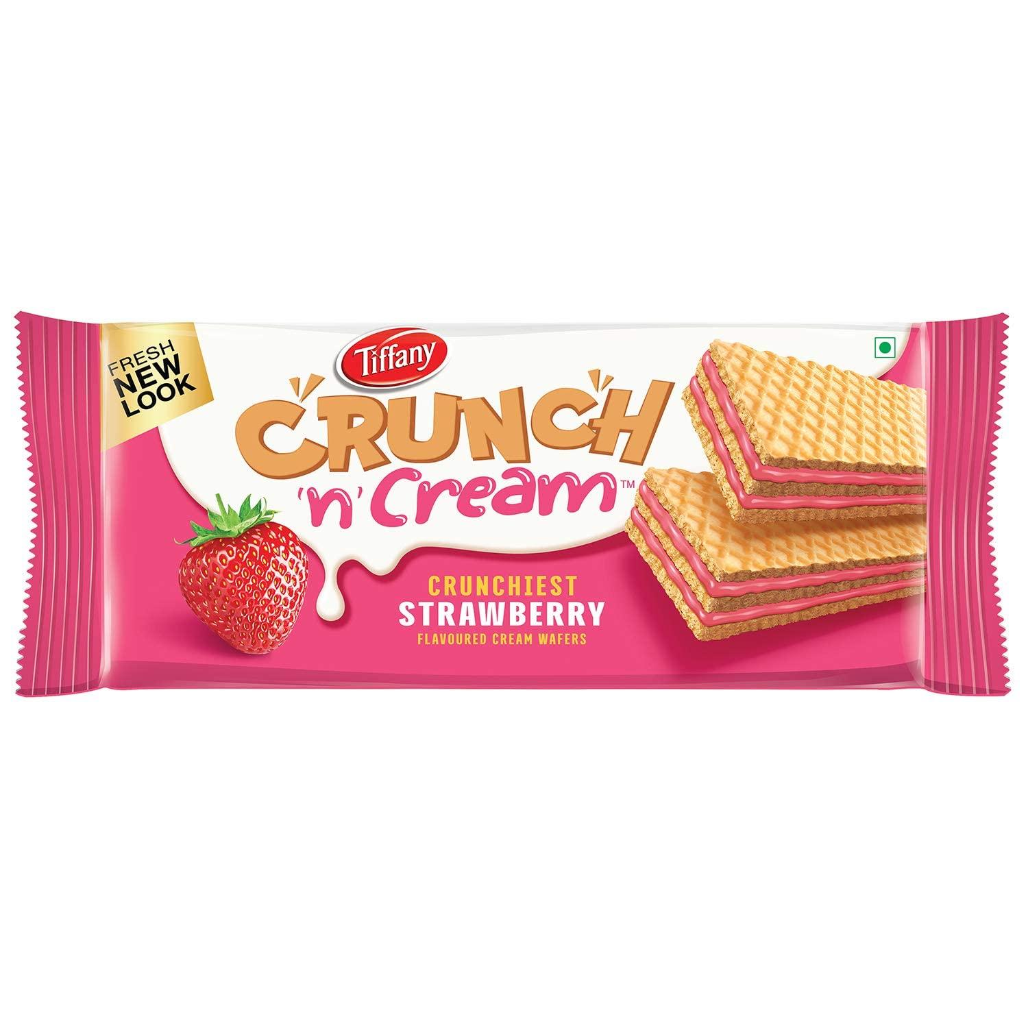 Tiffany Tiffany Wafers Crunch N Cream Crunchiest Strawberry Flavored Cream Wafers (Pack of 3, 150 g),Great for Snacking and Sharing