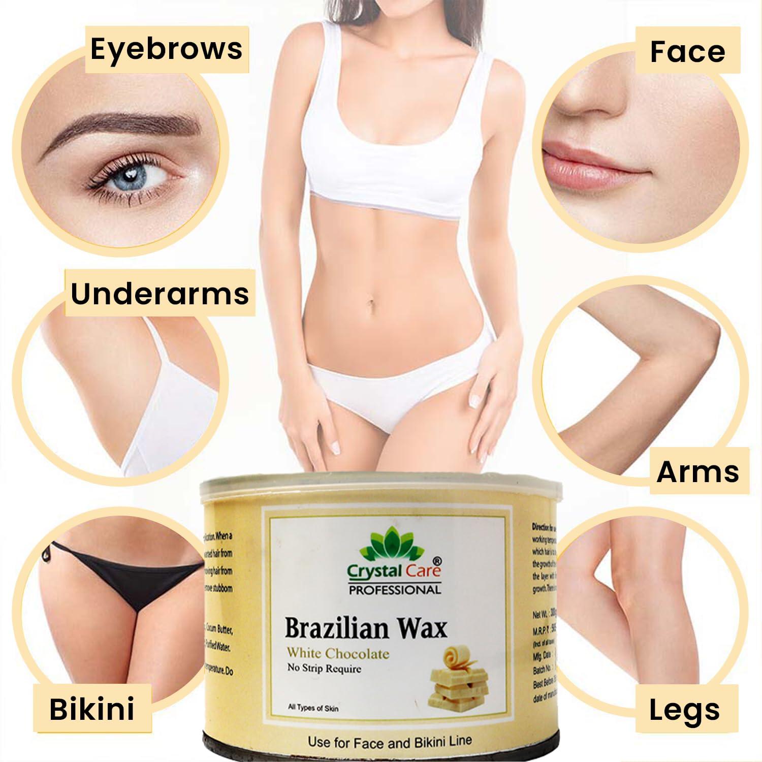 Crystal Care PROFESSIONAL Brazilian Wax | Premium Stripless Peel-Off Hair Removal Wax | Ideal for Bikini, Face, Eyebrows, Underarms, and Sensitive Areas | 300g Pack | Gentle and Effective | No Strips Needed | Achieve Smooth, Hair-Free Skin at Home