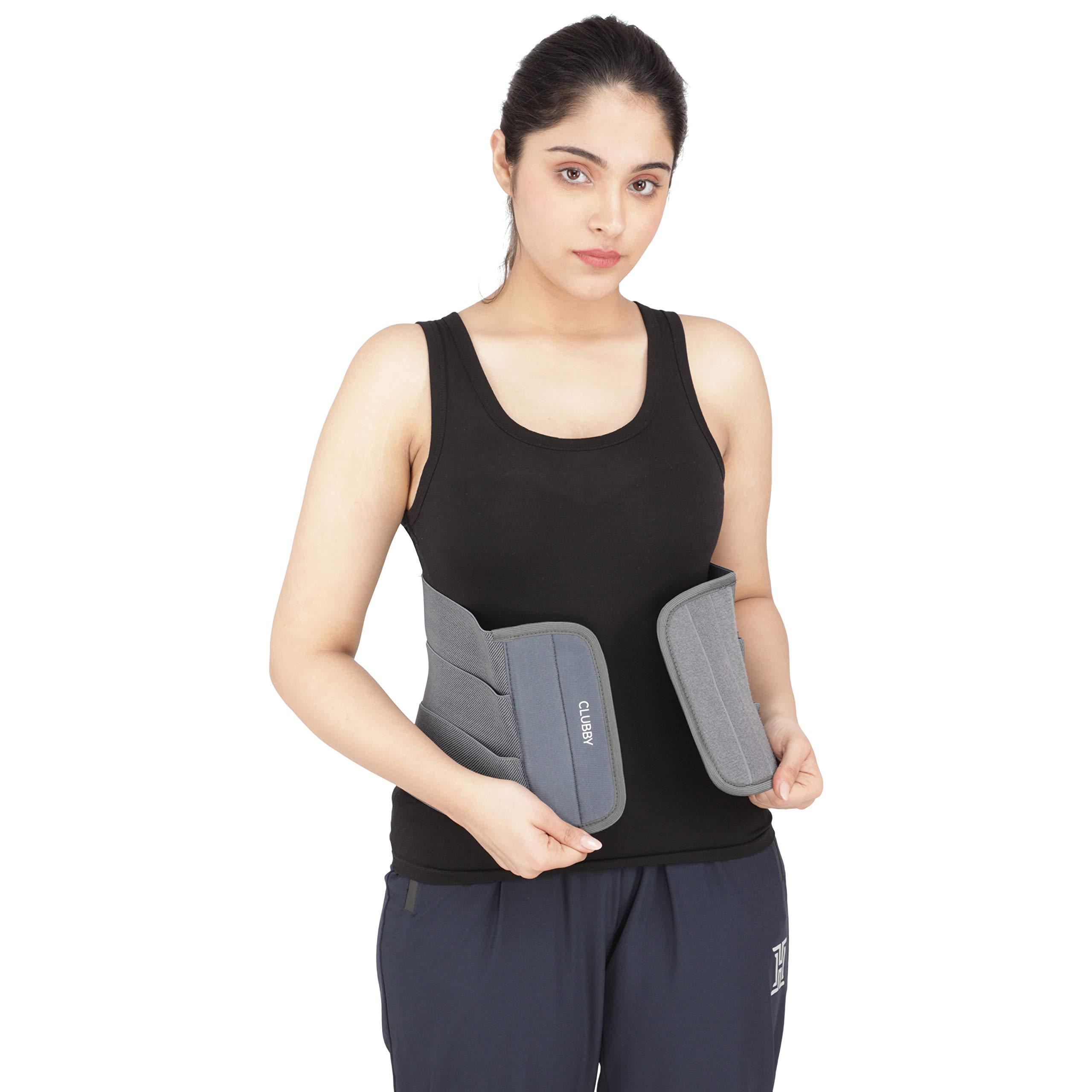 Clubby Clubby Cotton 3-inch abdominal belt after delivery for tummy reduction, Belly trimmer fat reduction abdominal binder. (Grey, L)(34-38) Inch Waist