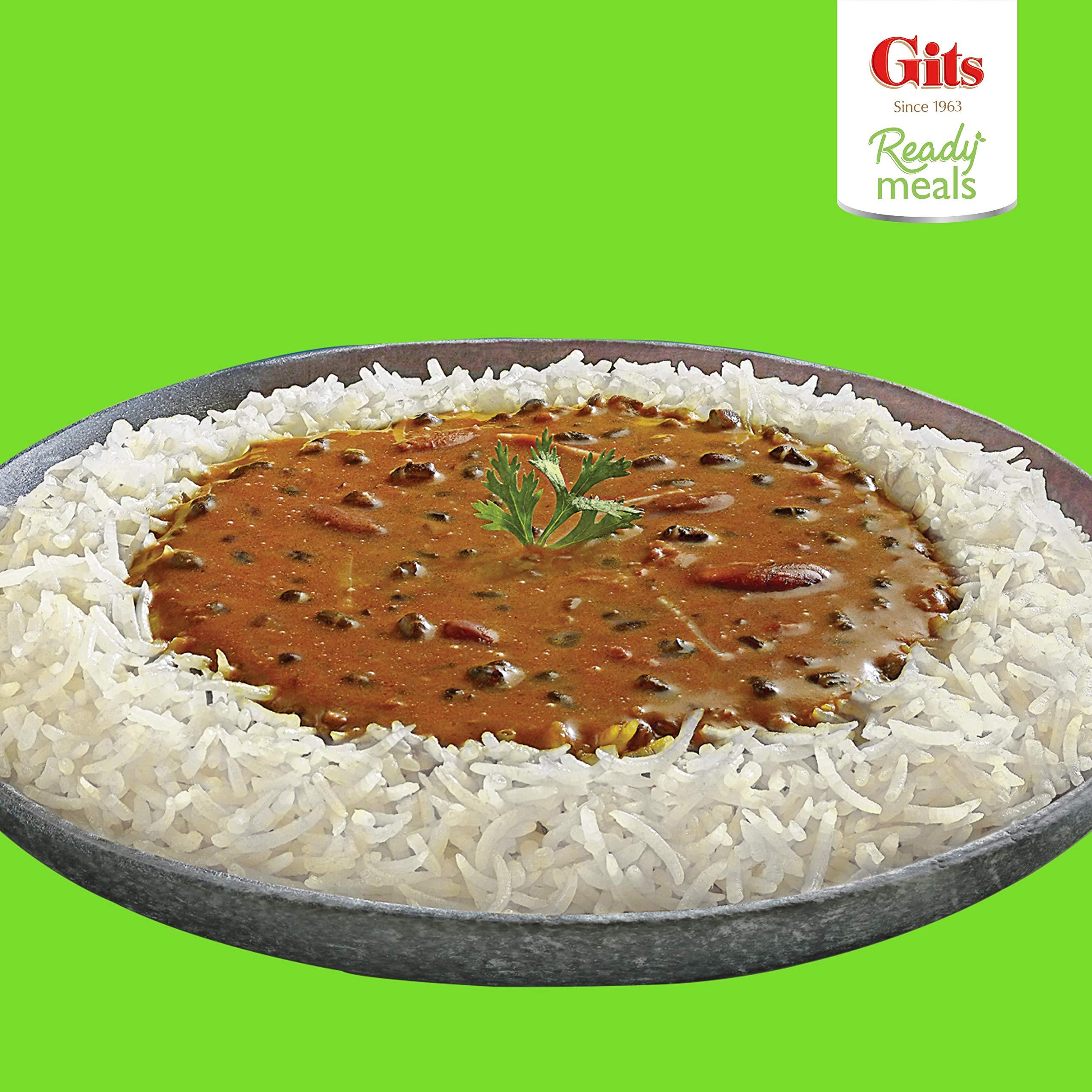 Gits Gits Ready to Eat Basmati Rice + Dal Makhani Combo Indian Meal, Pure Veg Heat and Eat, 1125g (Pack of 3 X 375g Each)
