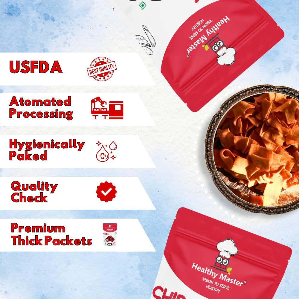 HEALTHY MASTER Vision to serve healthy Healthy Master Baked Quinoa Chips with All Natural Ingredients | High in Fiber | Low in Sodium | Gluten-Free | Vacuum Cooked | Oil-Free (Quinoa Chips, 200g)