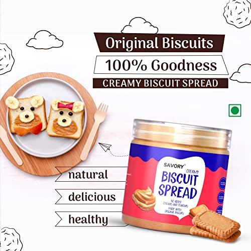 Savory Savory Combo Of Creamy Biscuit Spread(400g) + Crunchy Biscuit Spread(400g) | Made with Original Biscuits | No Added Colours & Flavours | Sweet Spread | Used in Cakes, Cookies, Muffins | Pack Of 2