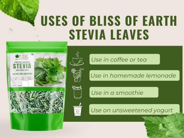 BLISS OF EARTH Bliss of Earth Organic Stevia Leaves Dried, Natural & Sugarfree, Best Taste, 2X100GM