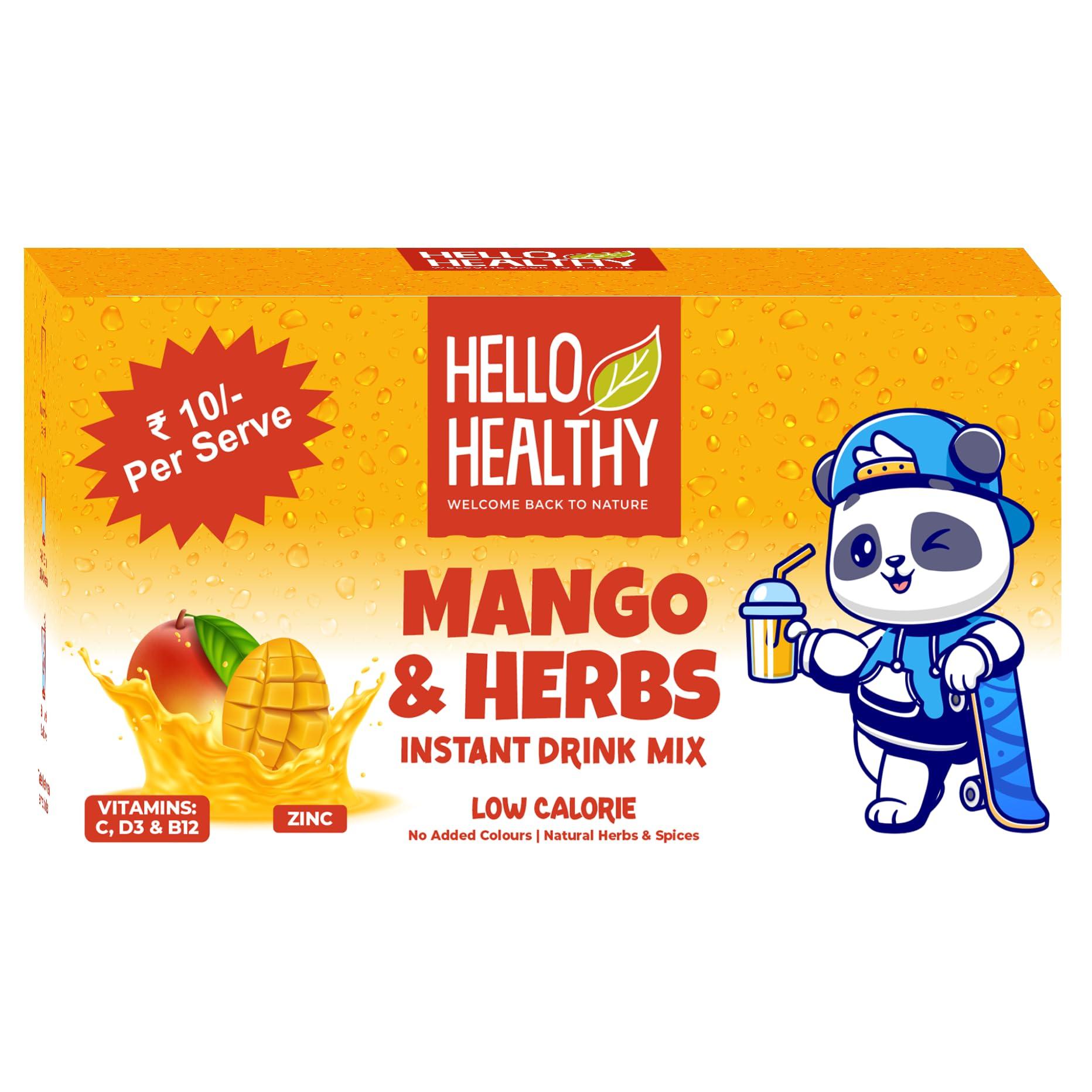 Hello Healthy Hello Healthy Mango & Herbs and Lemon & Herbs Mix Instant Drink Pack of 2 Set (40 Sachets) Nutrition Drink (2x300 g, Mango, Lemon Flavored)