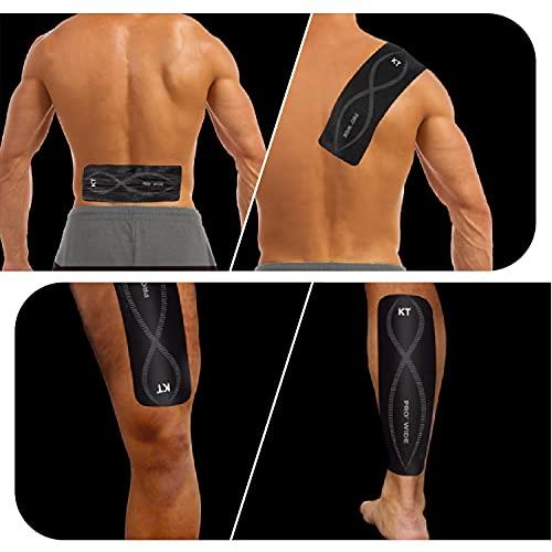 KT TAPE KT TAPE PRO WIDE Kinesiology Sports Tape, 10 Precut 10 Inch Strips, Double Width for Lower Back or Large Muscle Groups, 100% Synthetic, Water Resistant, Breathable