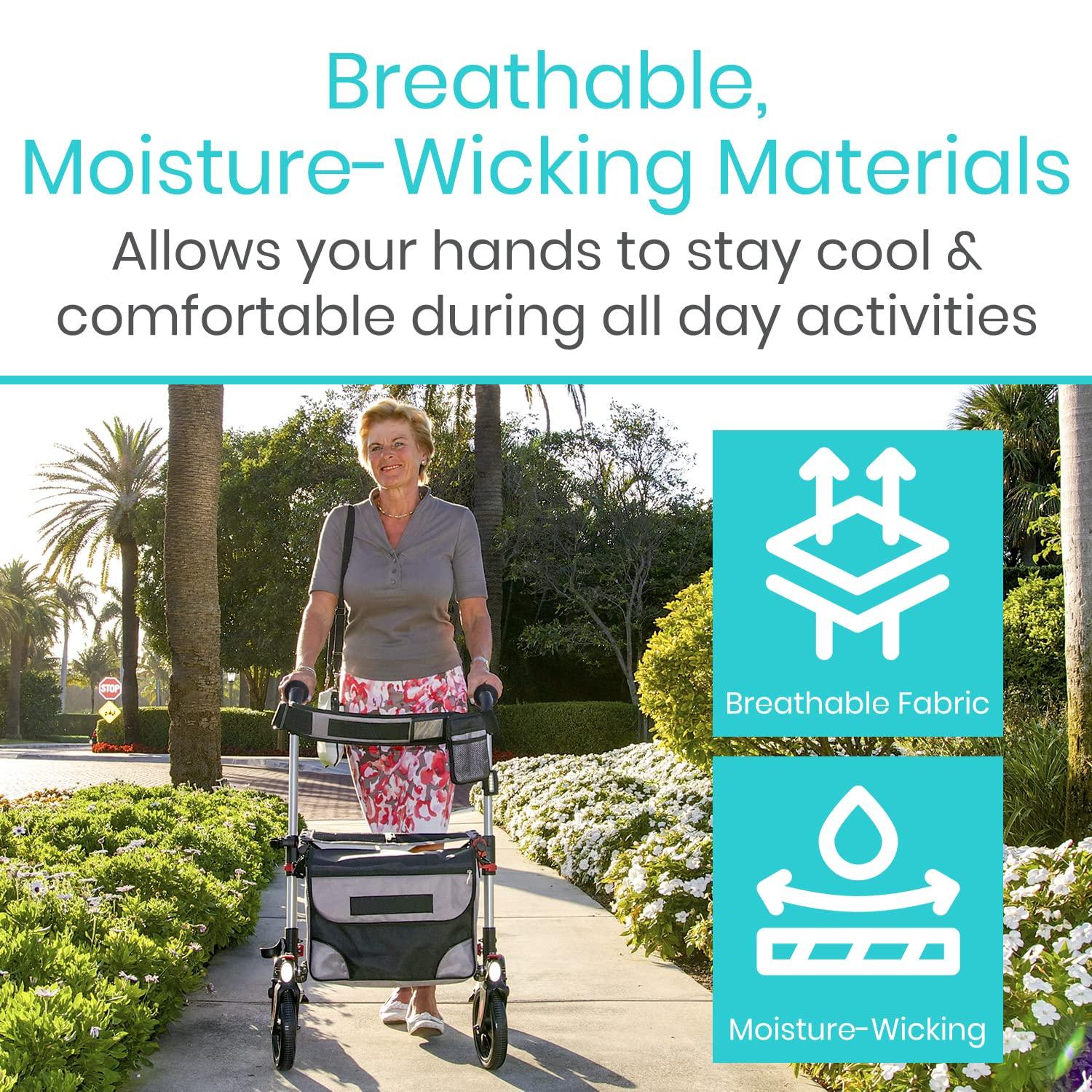 VIVE Walker Padded Hand Grip Covers by Vive - Soft Cushion Padding Medical Accessories for Folding Rolling Walker, Rollator Handle, Senior, Elderly Grippers - Crutch Handle Pads - Mobility.