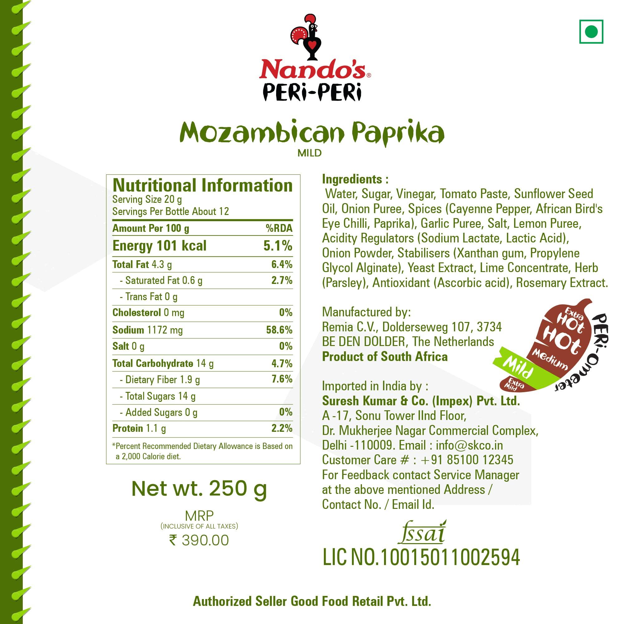 Nando\'s Nando\'s Peri Peri Sauce - Mozambican Paprika Mild 250g, Product of South Africa