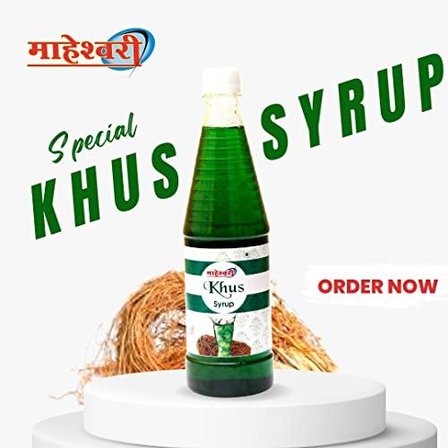 Maheshwari Maheshwari Khus Syrup | Summer Drink Mix| Gluten Free| Refreshing Drink| Easy To Use| Khus Sharbat Syrup | Vetiver Syrup |Instant Refreshing Drink| Tasty & Yummy Drink 750ml