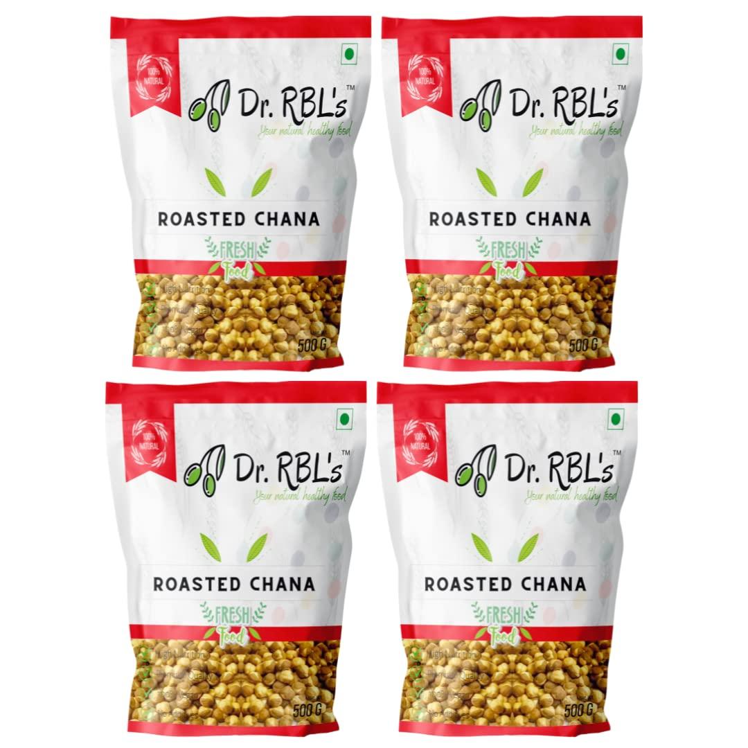 Dr. RBL's Dr. RBL\'s Roasted Chana (Bhuna Hua Chana) | Unsalted Roasted Gram/Chickpeas gram | Healthy Snack with High Protein, Fiber and Nutrients -Pack of 4 (2 KG)