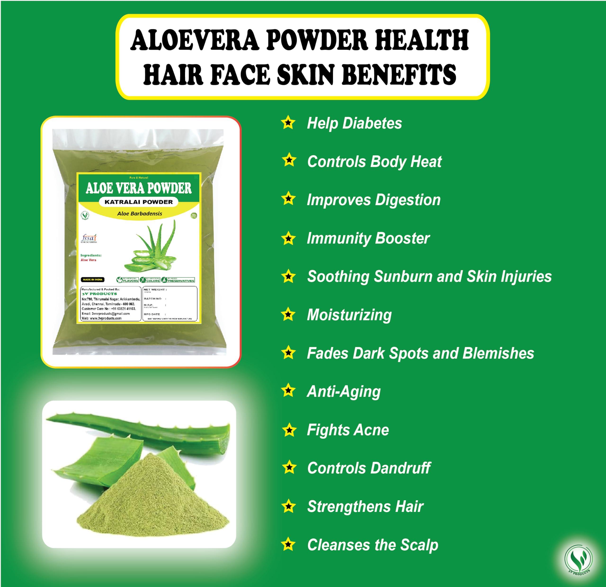 3V PRODUCTS Aloe Vera Powder 100g | Katralai | Aloe Barbadensis | Kathalai | Alovera