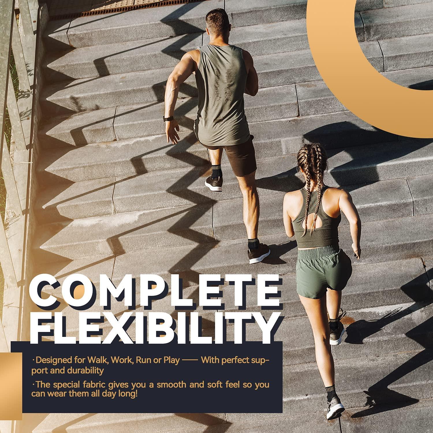 Lusenone Copper Ankle Brace Support for Men & Women (Pair), Best Ankle Compression Sleeve Socks for Plantar Fasciitis, Sprained Ankle, Achilles Tendon, Pain Relief, Recovery, Sports, Nano socks