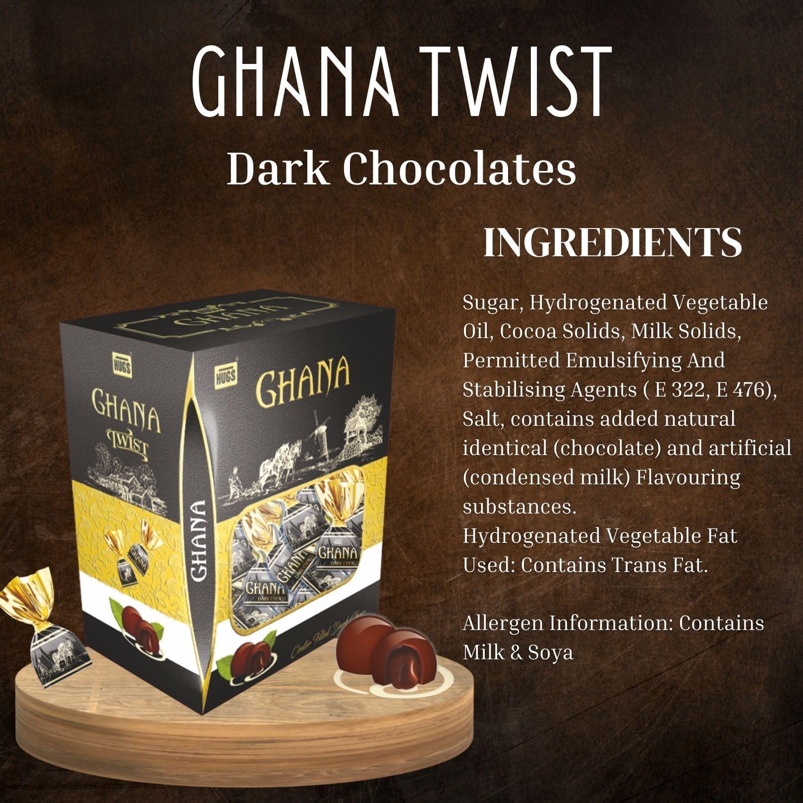 HUGS Hugs Ghana Twist Dark Chocolate | Chocolate Gift Box (36 pcs)
